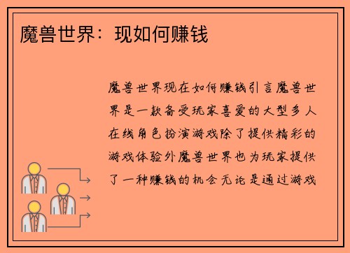 魔兽世界：现如何赚钱
